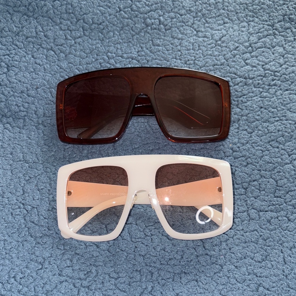 Oversized Brown and White Sunglasses